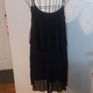 Have Black Strapless Pleated Layered Dress